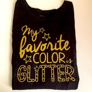 NEW Girls Black with Gold Glitter Long Sleeves Tee